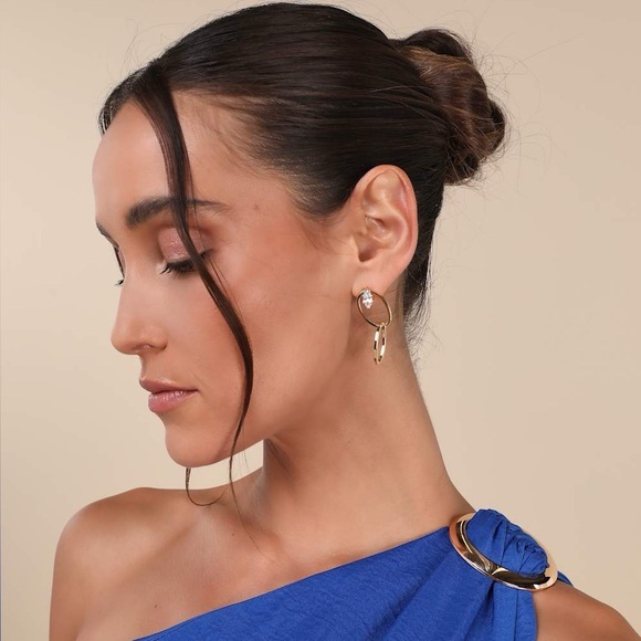 NEW Lulus Goddess Aura Cobalt Blue Satin One Shoulder Maxi Dress Slit Formal - Picture 4 of 9